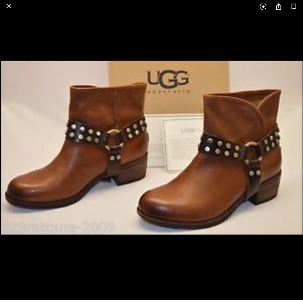 Ugg  Leather Harness Ankle Moto Boots